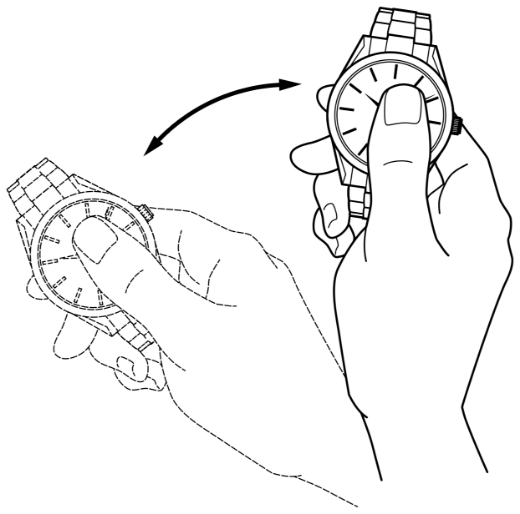 手で持って時計を振る