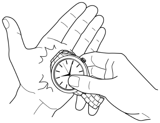 手のひらにぶつける