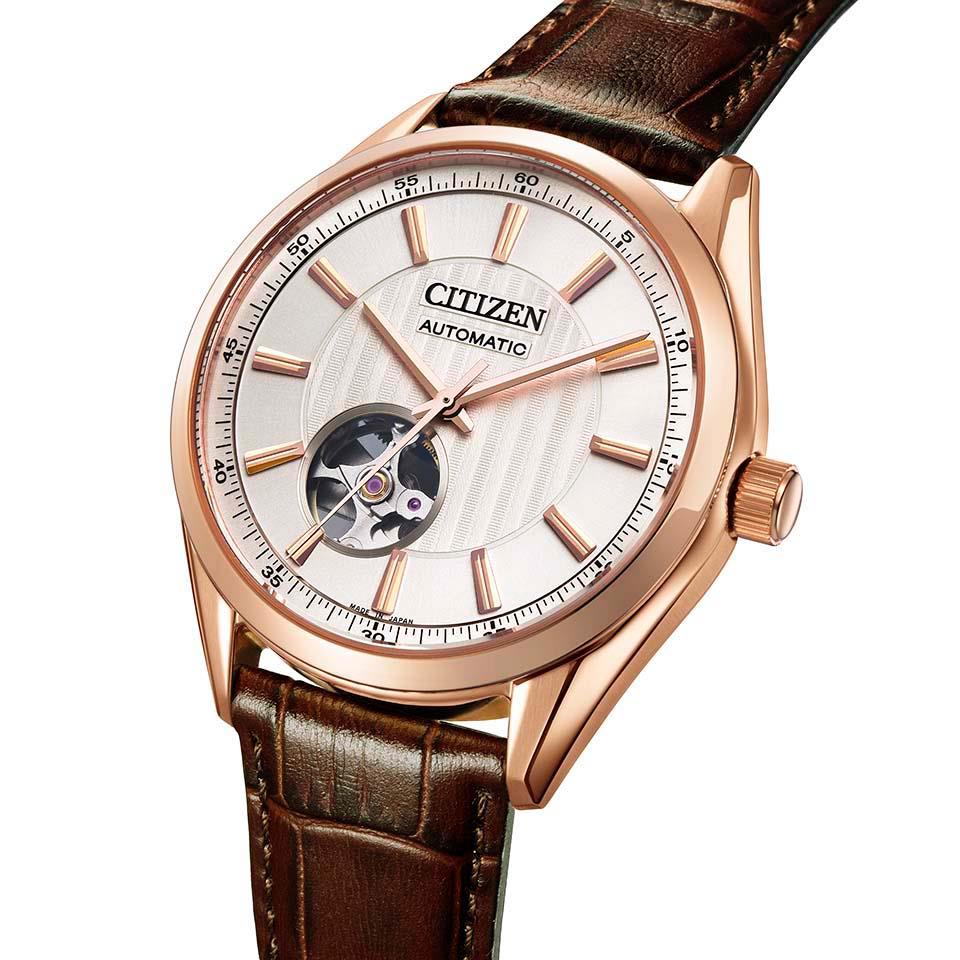 シチズン CITIZEN COLLECTION 腕時計 メンズ NH9112-19A コレクション メカニカル クラシック オープンハート 自動巻き クリームxブラウン アナログ表示